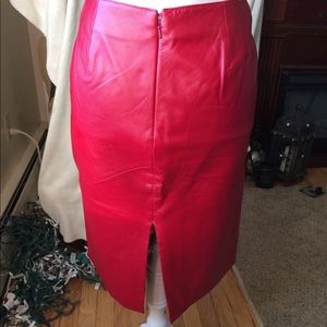 Cache Vintage Genuine Red Leather Skirt